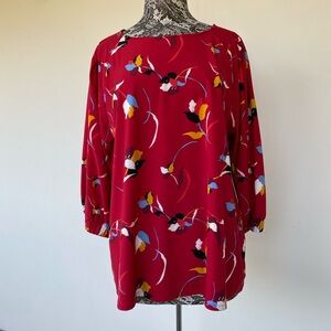 Floral Red Women's Top by Halogen size XXL